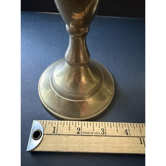 Vintage Brass Candlesticks Taper Holders 12” Mid Century Made In India Pair Set - Picture 6 of 6